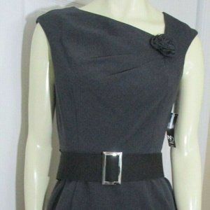Sheath Dress Asymmetric Neckline sz 6 Gray NEW